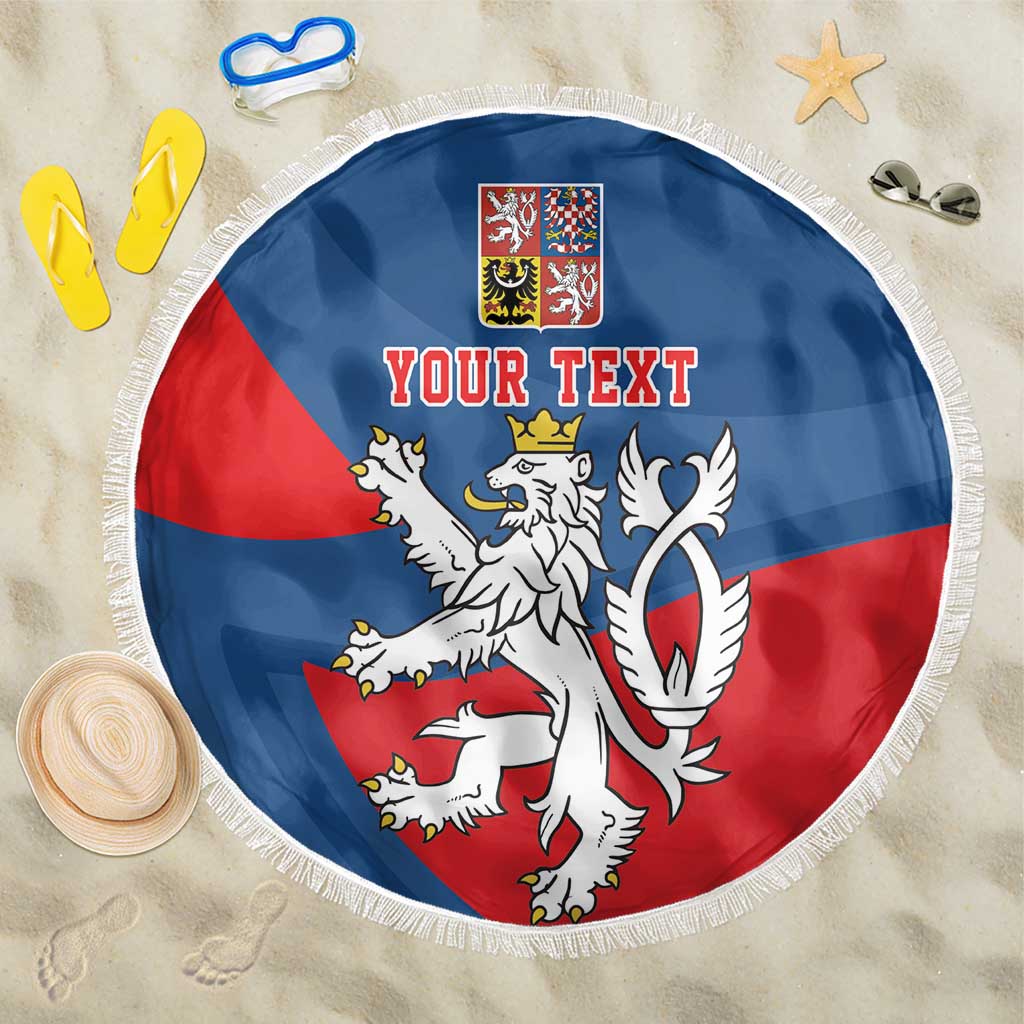 Personalized Czech Republic Coat of Arms Beach Blanket Statni Znak Ceske Republiky - Silver Double-tailed Lion