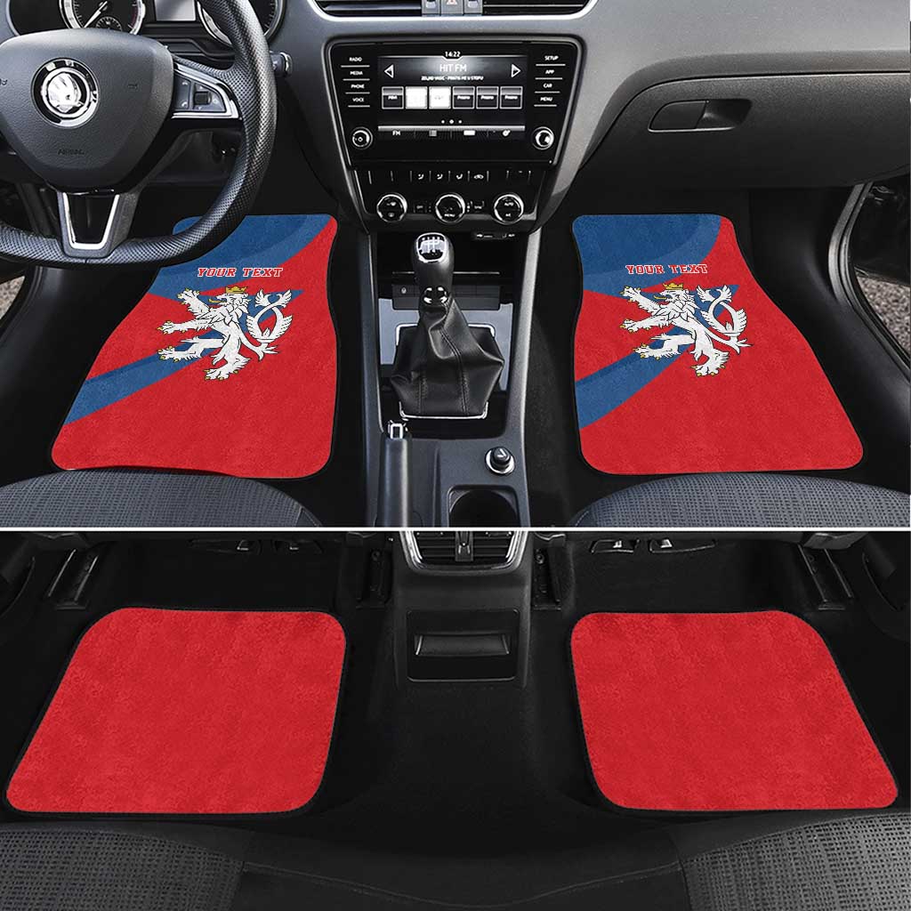 Red car floor mats set of four with Czech coat of arms on front mats