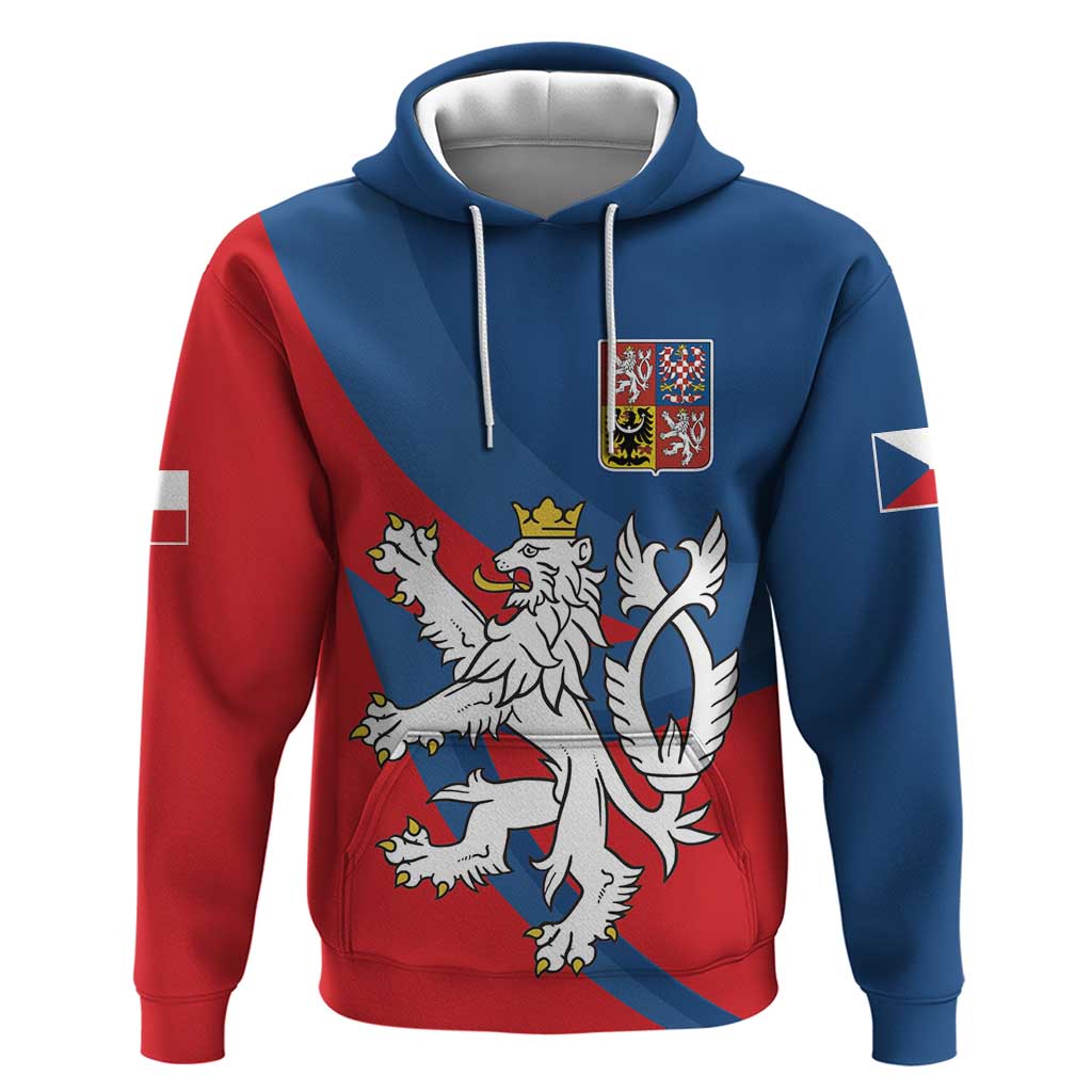 Personalized Czech Republic Coat of Arms Hoodie Statni Znak Ceske Republiky - Silver Double-tailed Lion