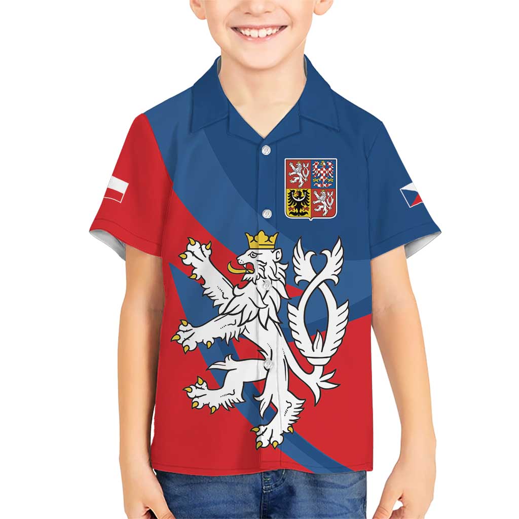 Personalized Czech Republic Coat of Arms Kid Hawaiian Shirt Statni Znak Ceske Republiky - Silver Double-tailed Lion