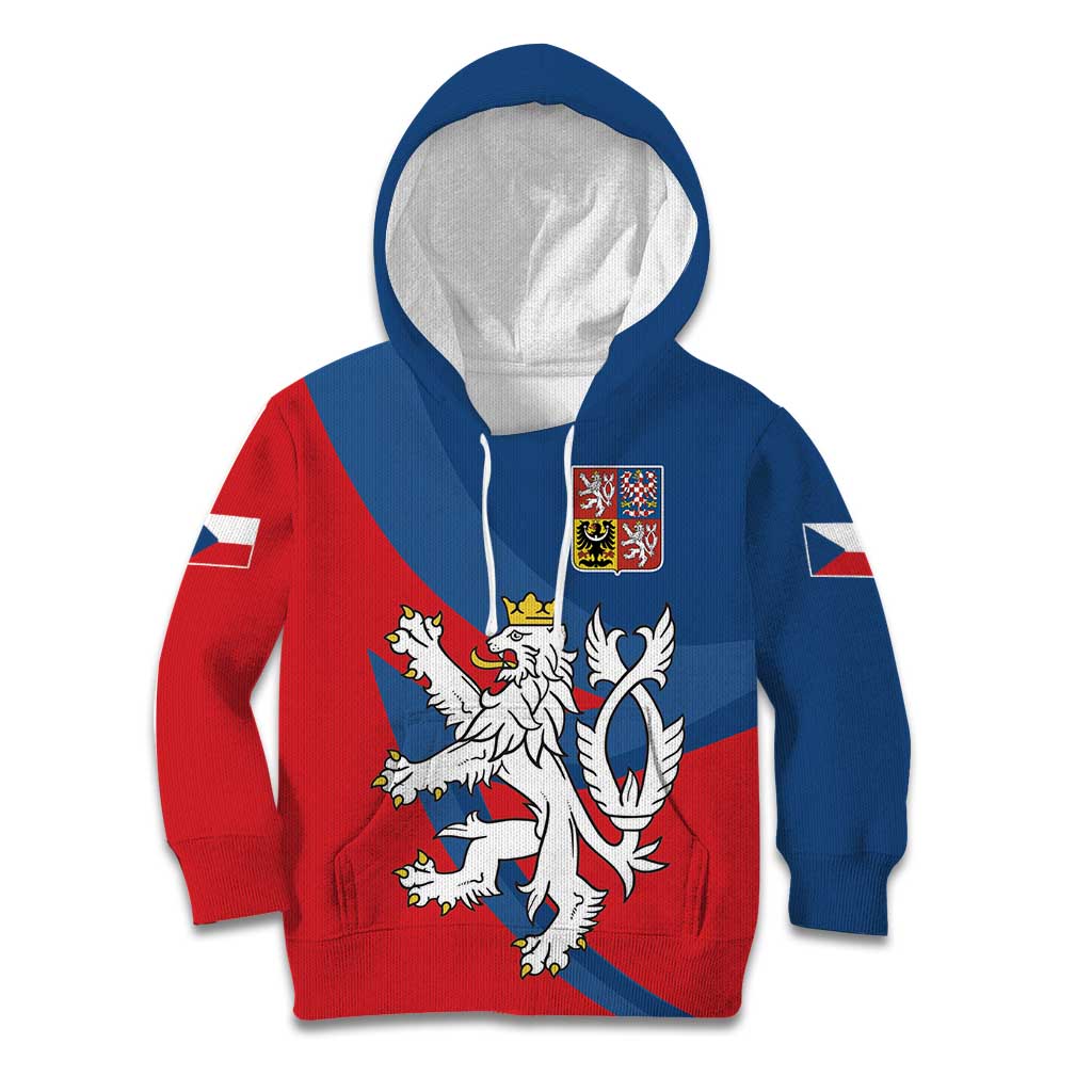 Personalized Czech Republic Coat of Arms Kid Hoodie Statni Znak Ceske Republiky - Silver Double-tailed Lion