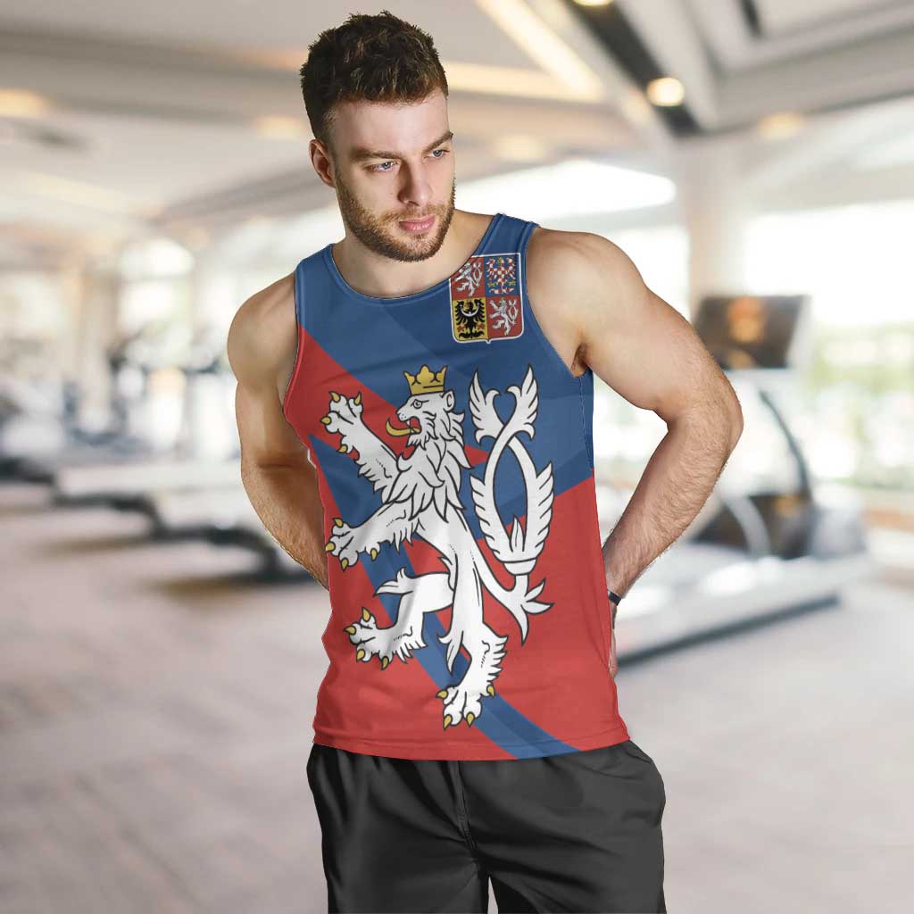 Personalized Czech Republic Coat of Arms Men Tank Top Statni Znak Ceske Republiky - Silver Double-tailed Lion LT17 - Wonder Print Shop