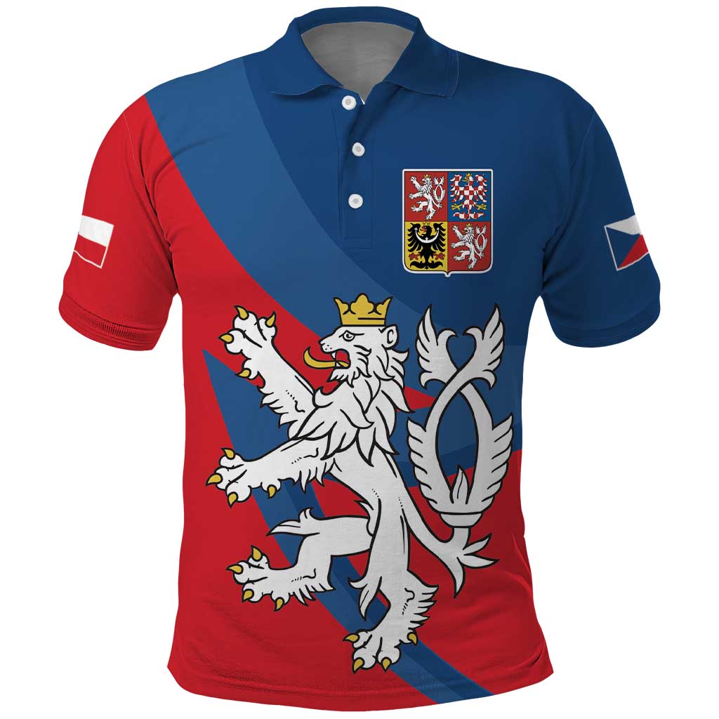 Personalized Czech Republic Coat of Arms Polo Shirt Statni Znak Ceske Republiky - Silver Double-tailed Lion LT17 - Wonder Print Shop