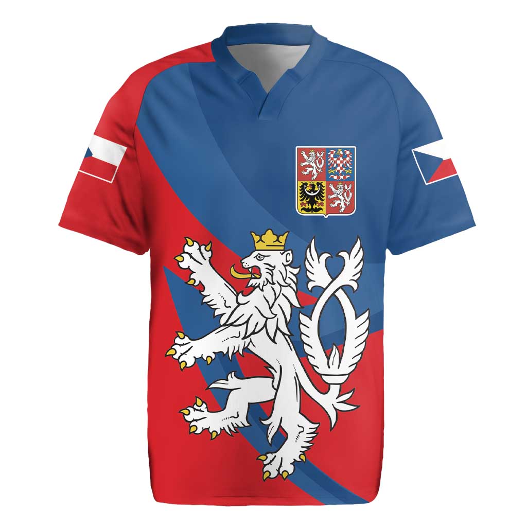 Personalized Czech Republic Coat of Arms Rugby Jersey Statni Znak Ceske Republiky - Silver Double-tailed Lion LT17 - Wonder Print Shop