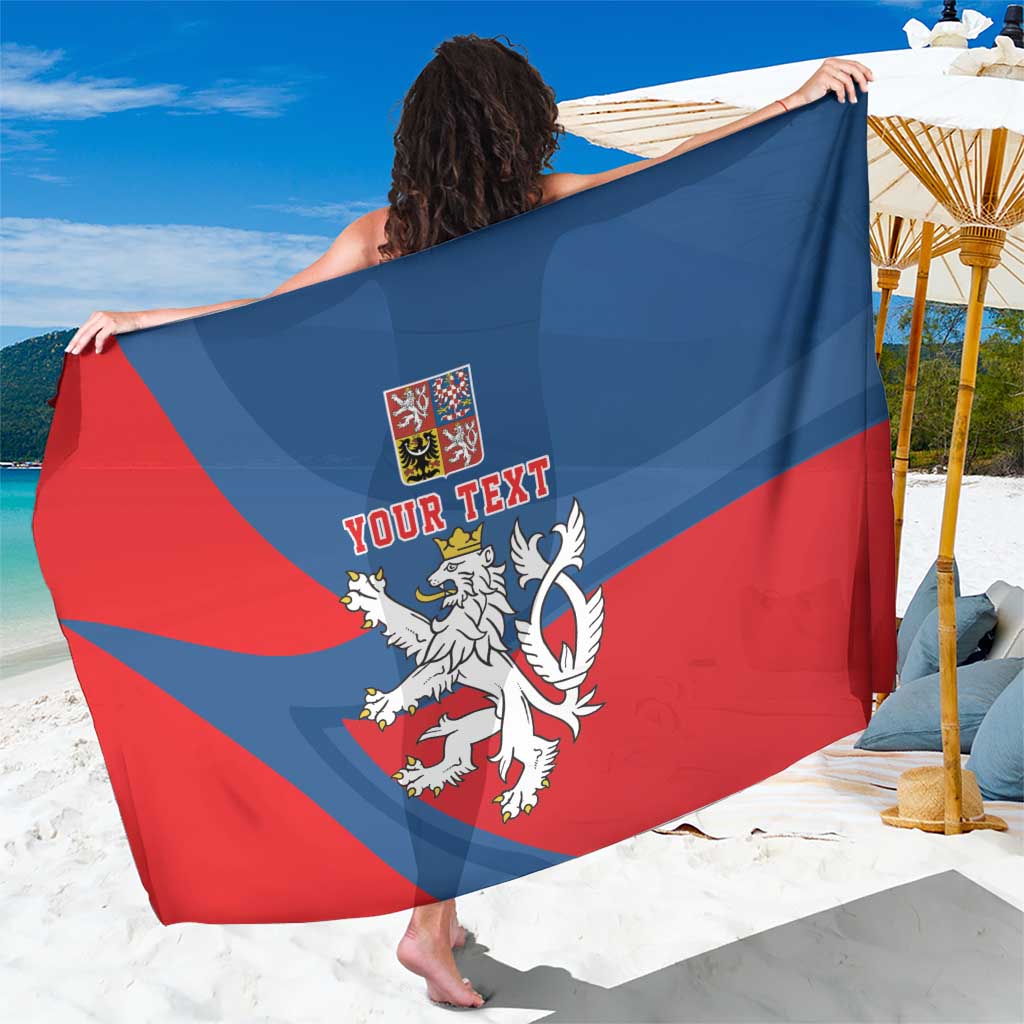 Red and blue Czech coat of arms sarong with double-tailed lion and 'YOUR TEXT'