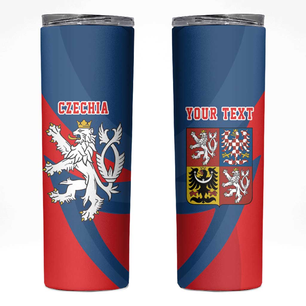 Personalized Czech Republic Coat of Arms Skinny Tumbler Statni Znak Ceske Republiky -  Silver Double-tailed Lion LT17 - Wonder Print Shop