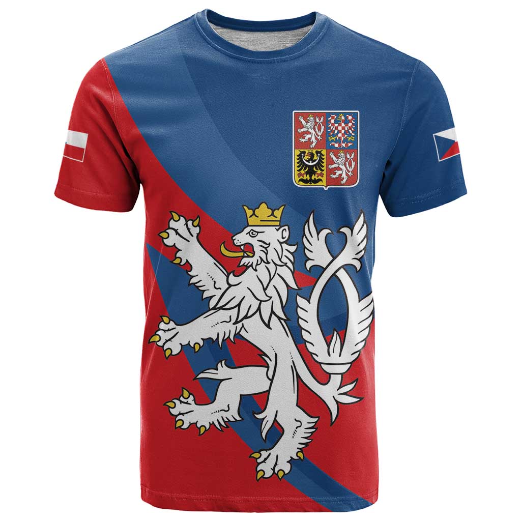 Personalized Czech Republic Coat of Arms T Shirt Statni Znak Ceske Republiky - Silver Double-tailed Lion LT17 - Wonder Print Shop