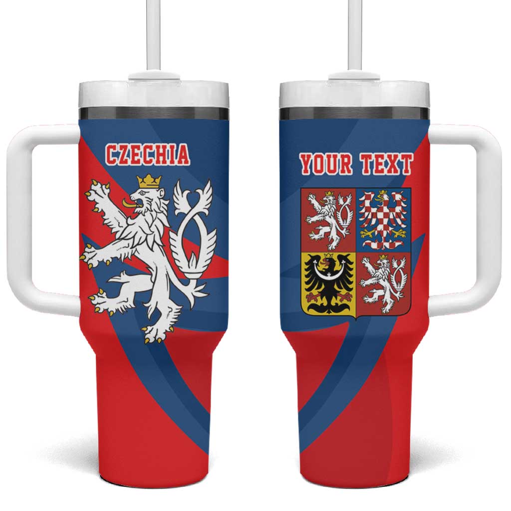 Personalized Czech Republic Coat of Arms Tumbler With Handle Statni Znak Ceske Republiky -  Silver Double-tailed Lion LT17 - Wonder Print Shop