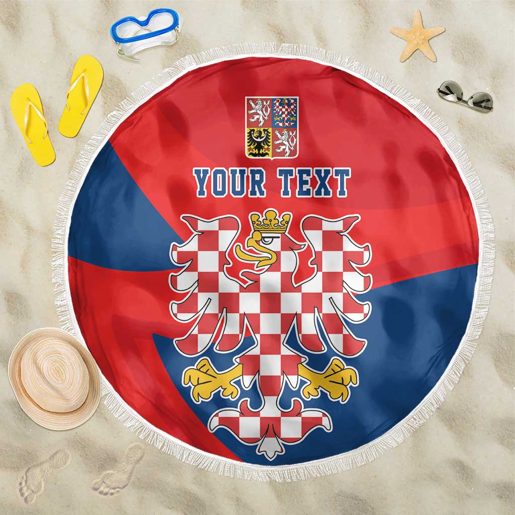 Personalized Coat of Arms of Moravia Beach Blanket Gold-crowned White Red Checkered Eagle