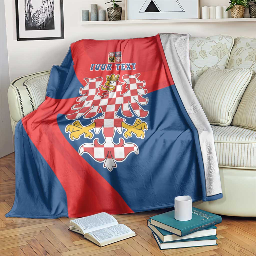 Personalized Moravia coat of arms blanket, red and blue diagonal panel with eagle emblem