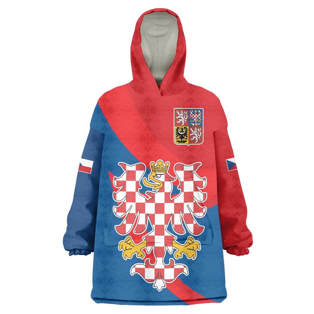 Personalized Coat of Arms of Moravia Wearable Blanket Hoodie Gold-crowned White Red Checkered Eagle