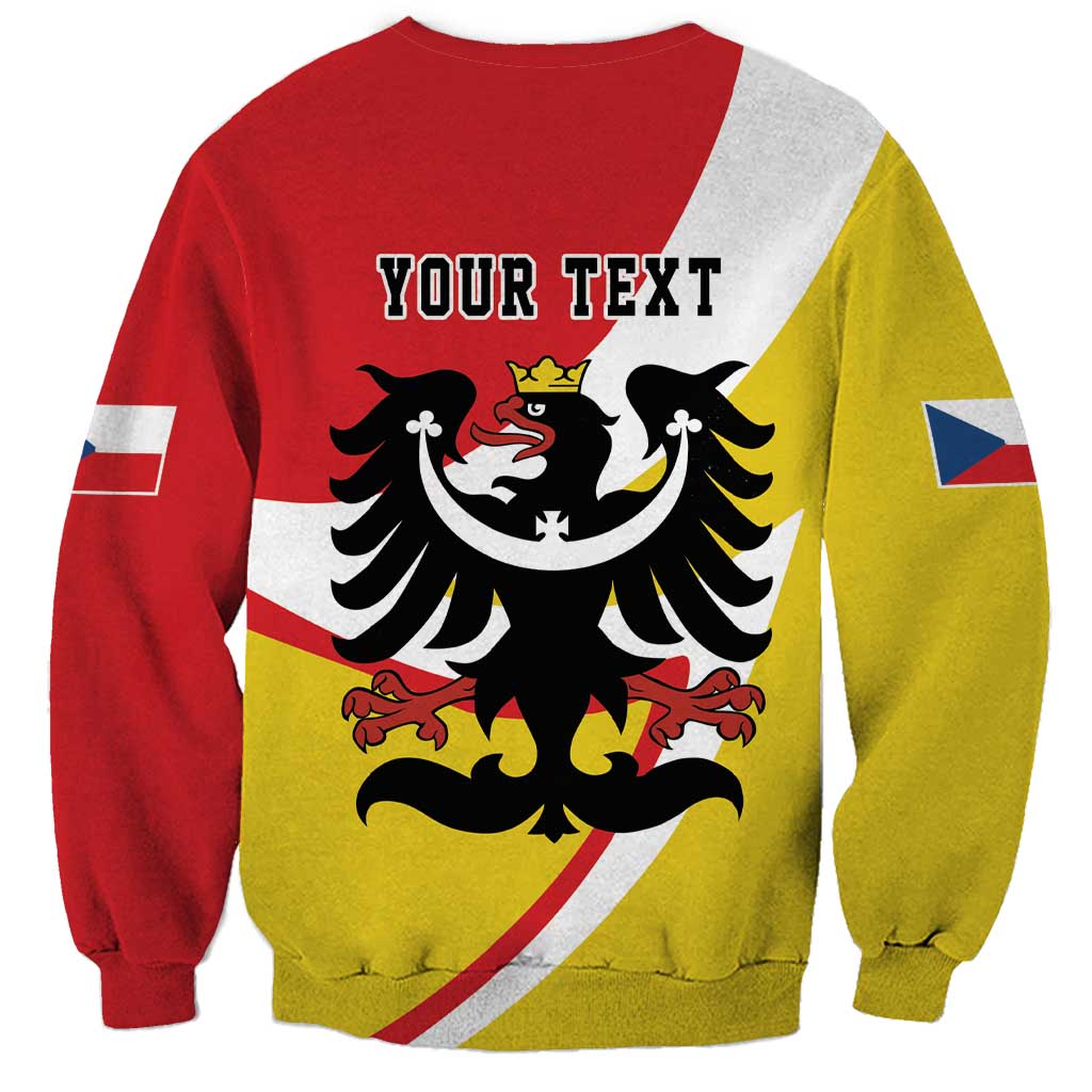Unisex color-block sweatshirt with black eagle graphic and custom text on back