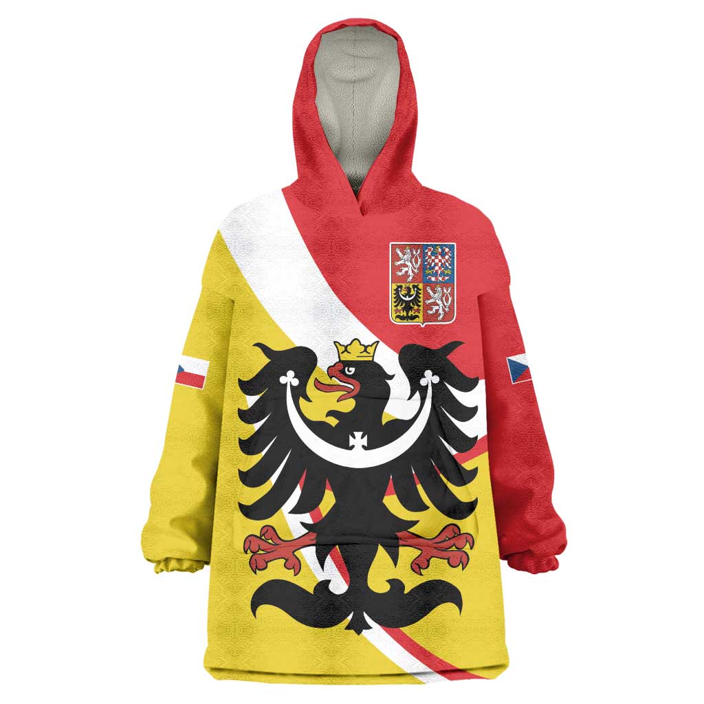 Personalized Coat of Arms of Silesia Wearable Blanket Hoodie Black Eagle with Silver Crescent