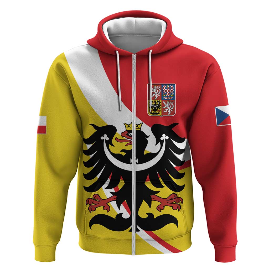 Personalized Coat of Arms of Silesia Zip Hoodie Black Eagle with Silver Crescent LT17 - Wonder Print Shop