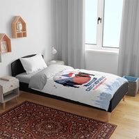 Czech Republic Independence Day bedding set, white duvet with flag print and skyline border
