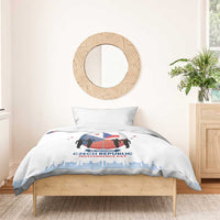 Czech Republic Independence Day bedding set, white duvet and pillows with flag graphic and text