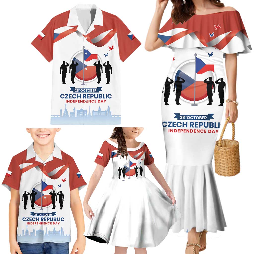 Czech Republic Independence day Family Matching Mermaid Dress and Hawaiian Shirt Den Vzniku Samostatneho Ceskoslovenskeho Statu