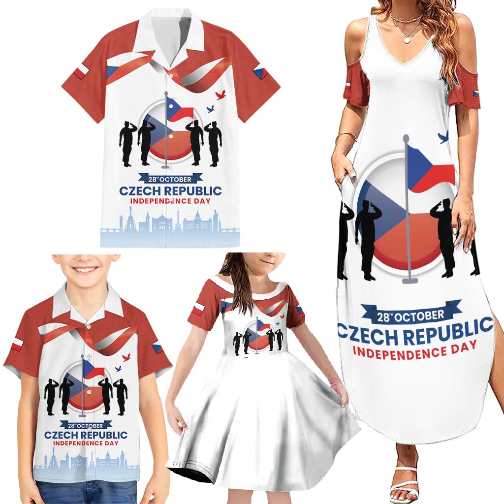 Czech Republic Independence day Family Matching Summer Maxi Dress and Hawaiian Shirt Den Vzniku Samostatneho Ceskoslovenskeho Statu