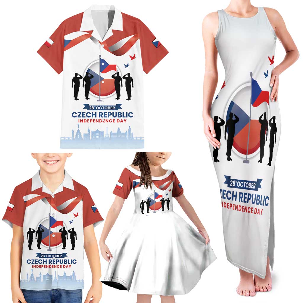 Czech Republic Independence day Family Matching Tank Maxi Dress and Hawaiian Shirt Den Vzniku Samostatneho Ceskoslovenskeho Statu