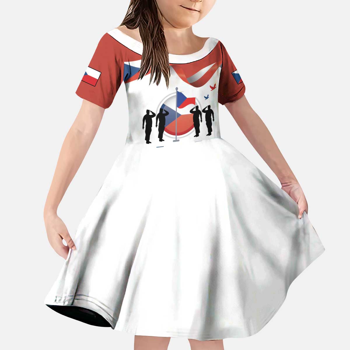 Czech Republic Independence day Kid Short Sleeve Dress Den Vzniku Samostatneho Ceskoslovenskeho Statu