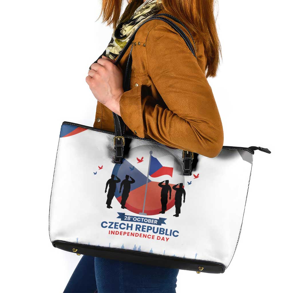 Czech Republic Independence day Leather Tote Bag Den Vzniku Samostatneho Ceskoslovenskeho Statu