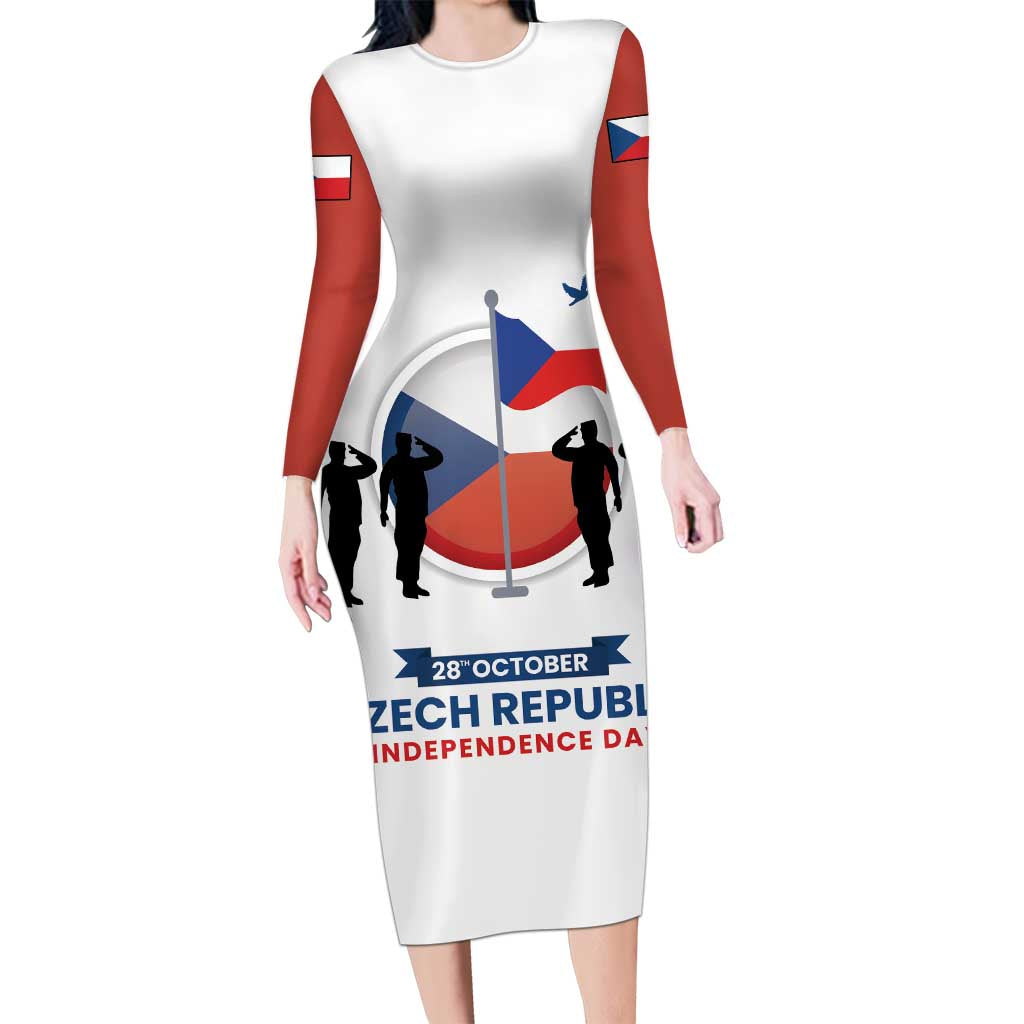 Czech Republic Independence day Long Sleeve Bodycon Dress Den Vzniku Samostatneho Ceskoslovenskeho Statu