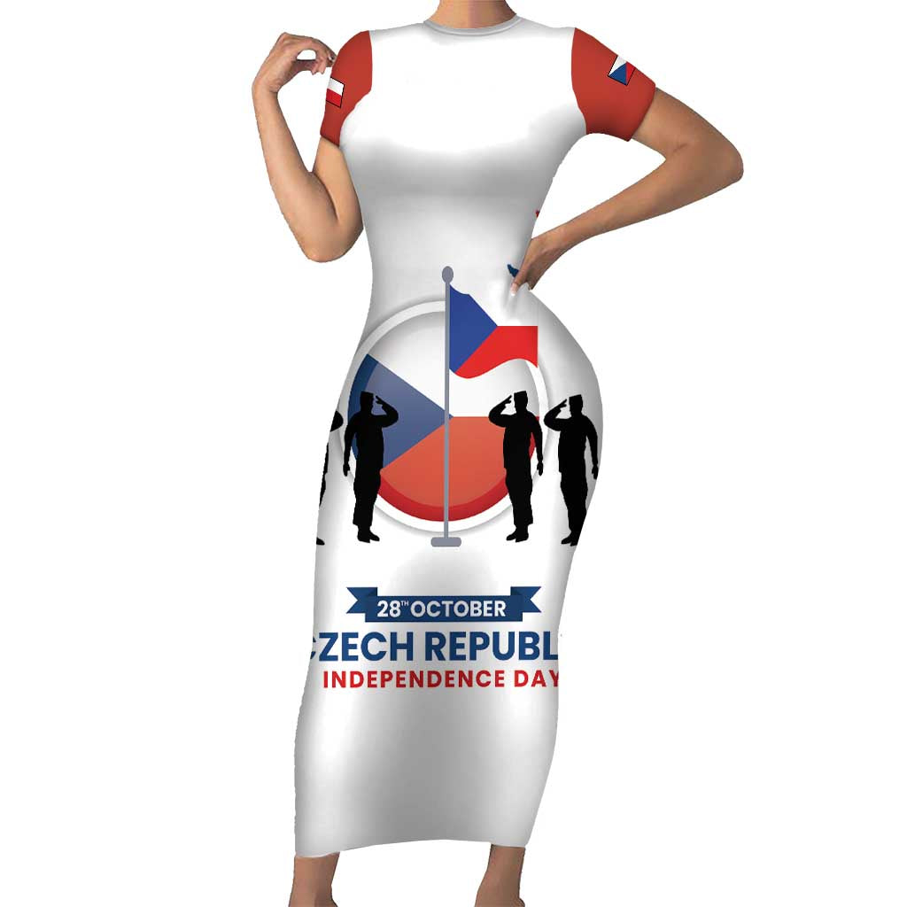 Czech Republic Independence day Short Sleeve Bodycon Dress Den Vzniku Samostatneho Ceskoslovenskeho Statu LT17 - Wonder Print Shop