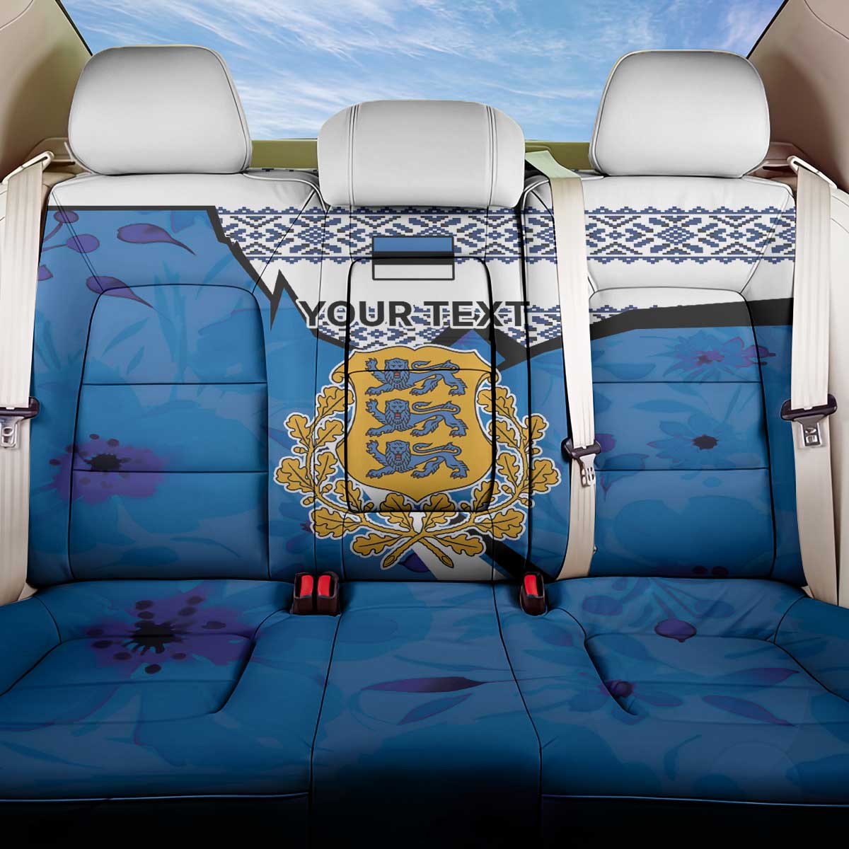 Estonia Coat of arms Personalized Back Car Seat Cover Eesti riigivapp