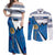 Estonia Coat of arms Personalized Couples Matching Off Shoulder Maxi Dress and Long Sleeve Button Shirt Eesti riigivapp