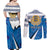 Estonia Coat of arms Personalized Couples Matching Off Shoulder Maxi Dress and Long Sleeve Button Shirt Eesti riigivapp