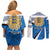 Estonia Coat of arms Personalized Couples Matching Off Shoulder Short Dress and Long Sleeve Button Shirt Eesti riigivapp