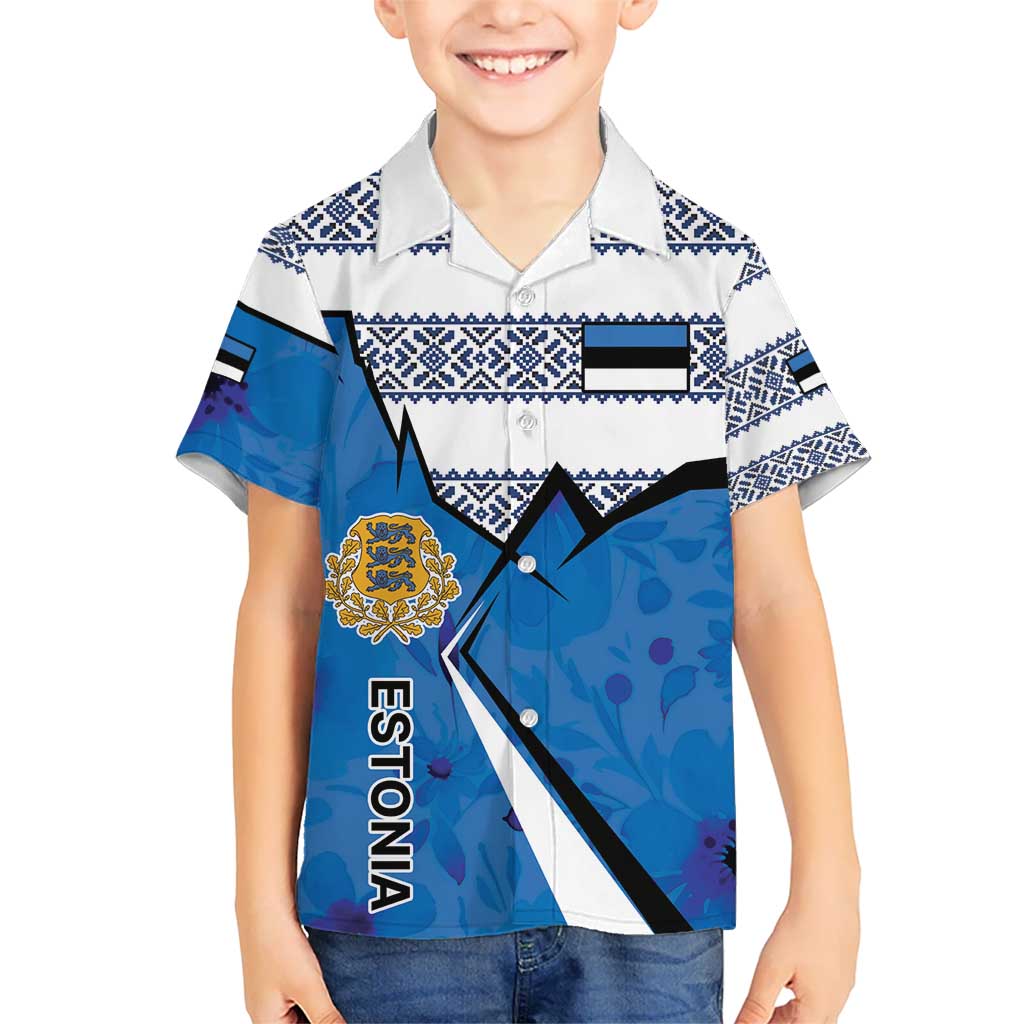 Estonia Coat of arms Personalized Kid Hawaiian Shirt Eesti riigivapp