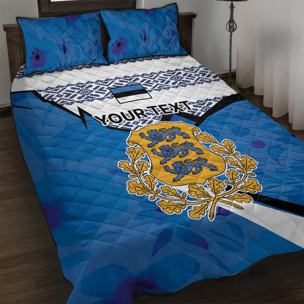 Estonia Coat of arms Personalized Quilt Bed Set Eesti riigivapp