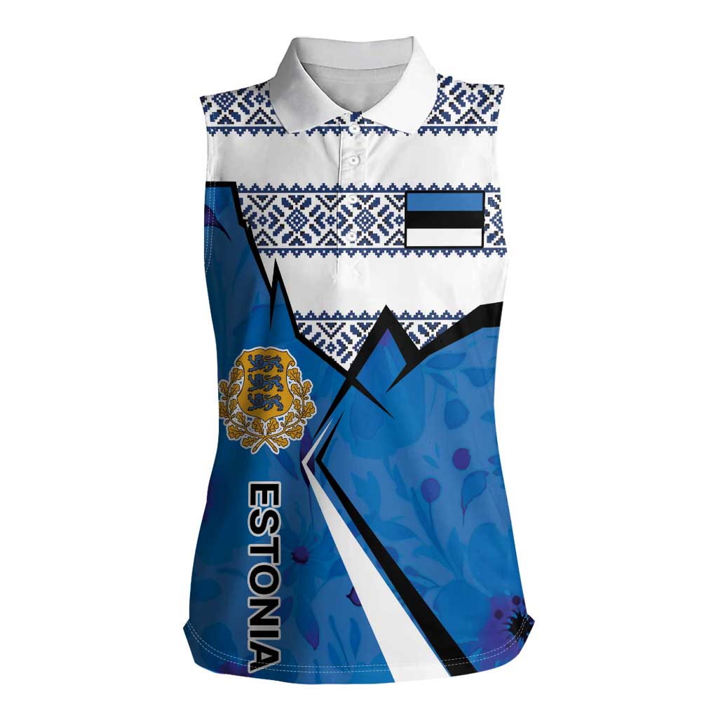 Estonia Coat of arms Personalized Women Sleeveless Polo Shirt Eesti riigivapp