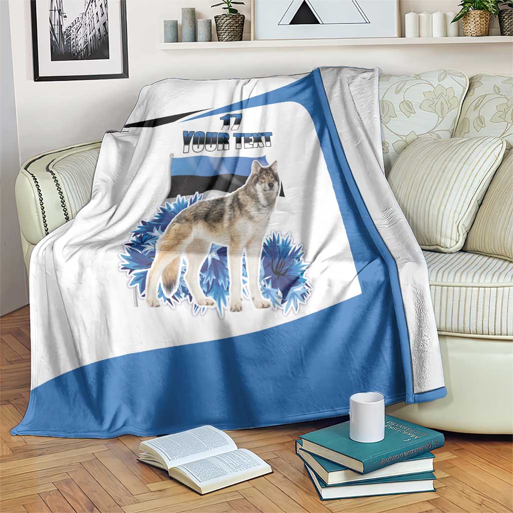 Estonia Grey Wolf and Cornflower Blanket Estonia Flag