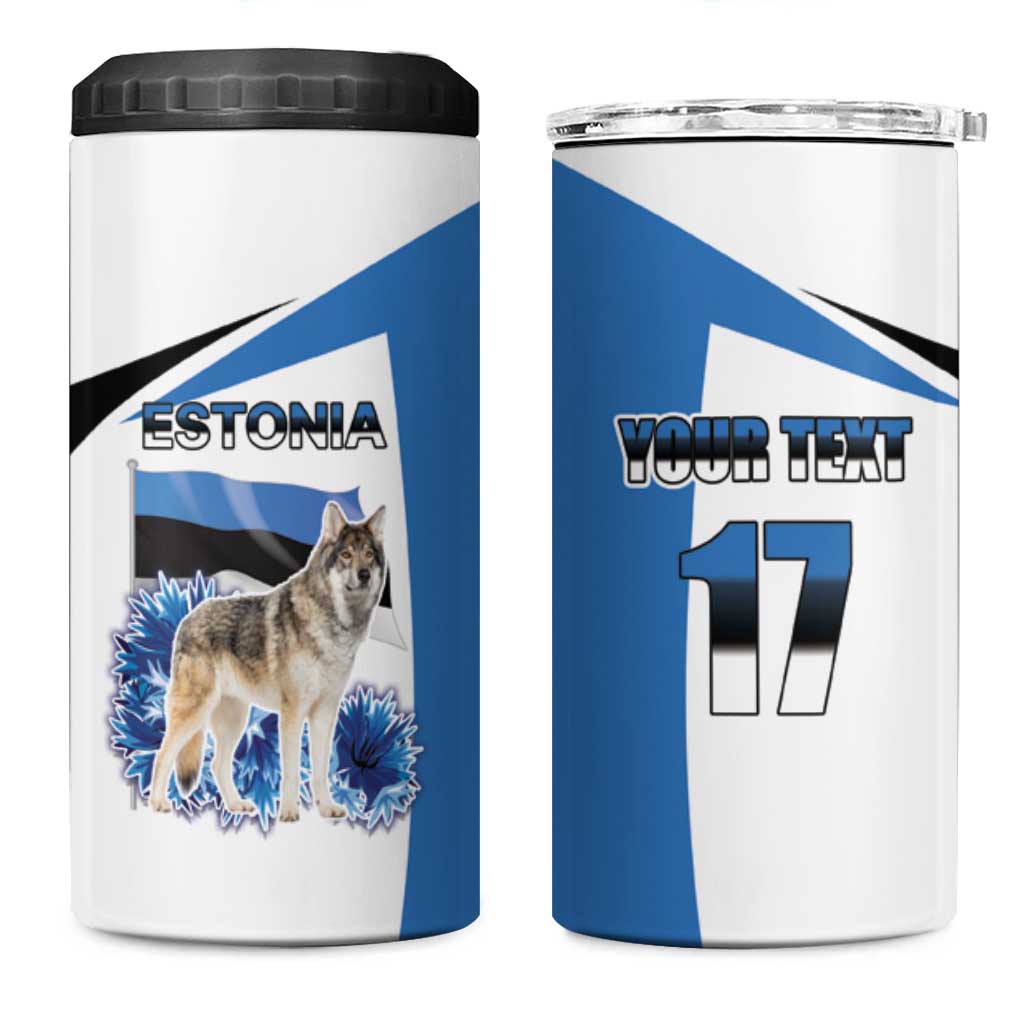 Estonia Grey Wolf and Cornflower 4 in 1 Can Cooler Tumbler Estonia Flag