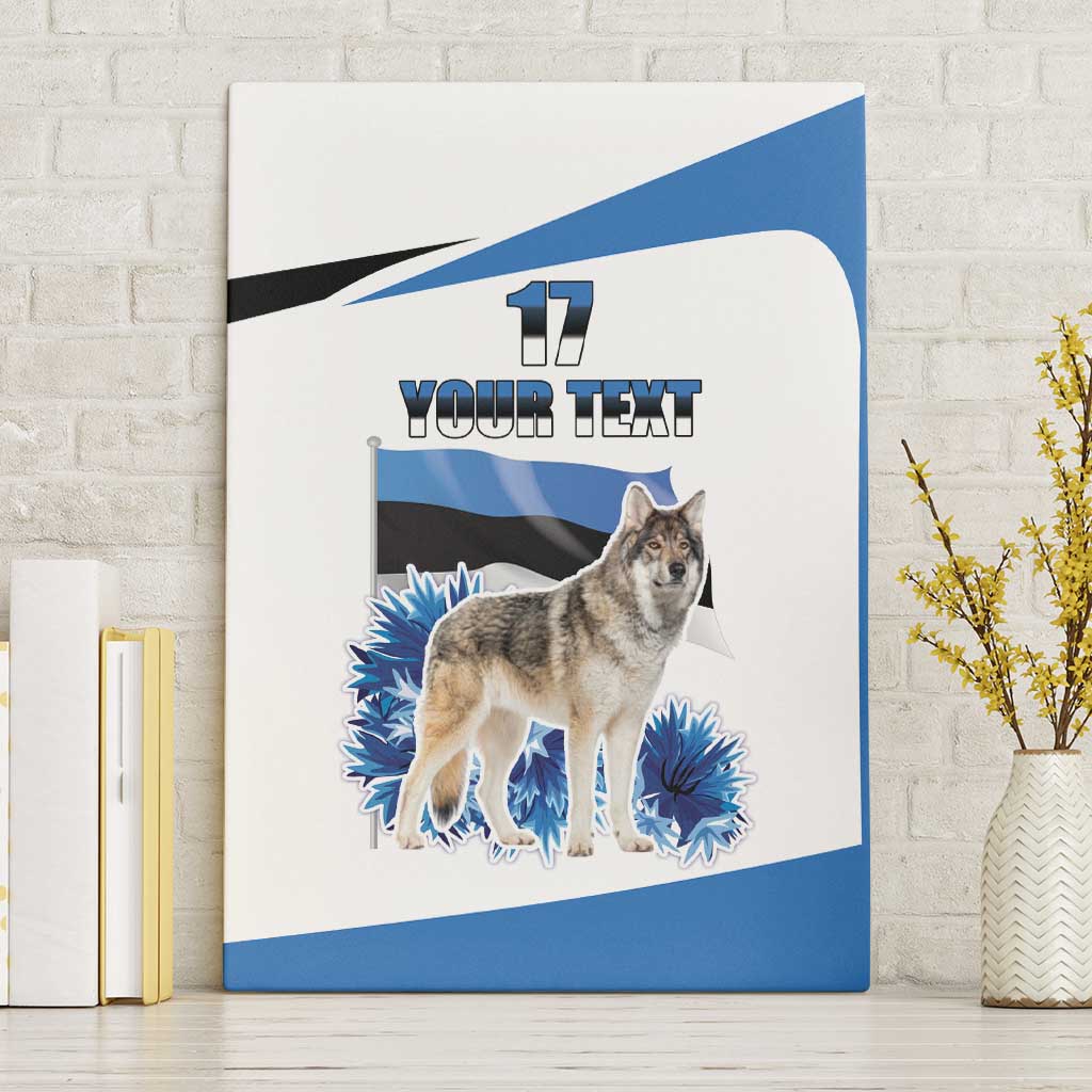 Estonia Grey Wolf and Cornflower Canvas Wall Art Estonia Flag