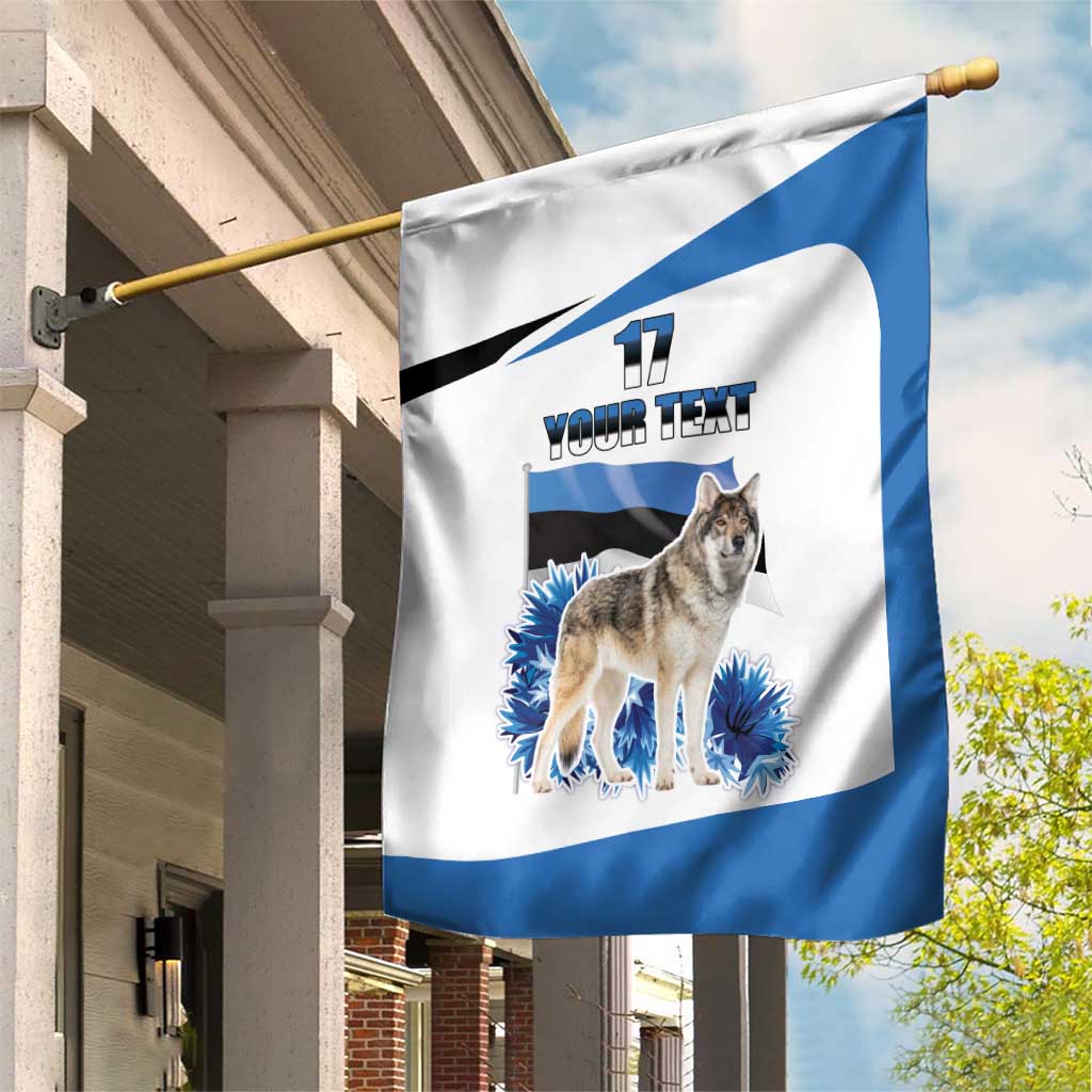 Estonia Grey Wolf and Cornflower Garden Flag Estonia Flag