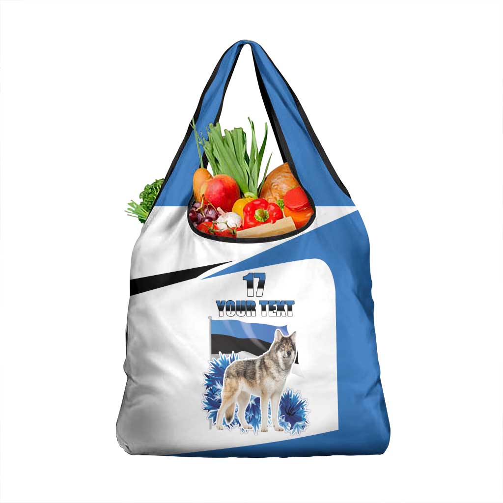 Estonia Grey Wolf and Cornflower Grocery Bag Estonia Flag