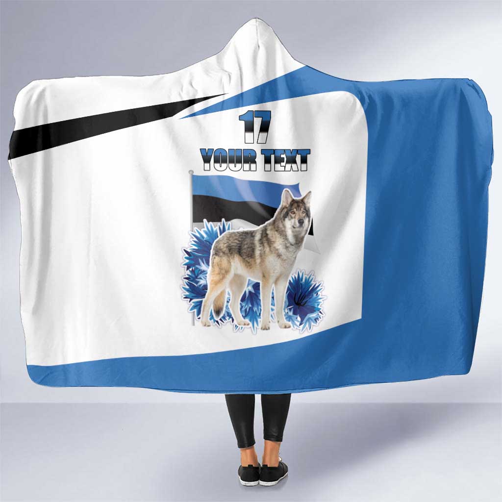 Estonia Grey Wolf and Cornflower Hooded Blanket Estonia Flag