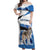 Estonia Grey Wolf and Cornflower Off Shoulder Maxi Dress Estonia Flag