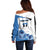 Estonia Grey Wolf and Cornflower Off Shoulder Sweater Estonia Flag