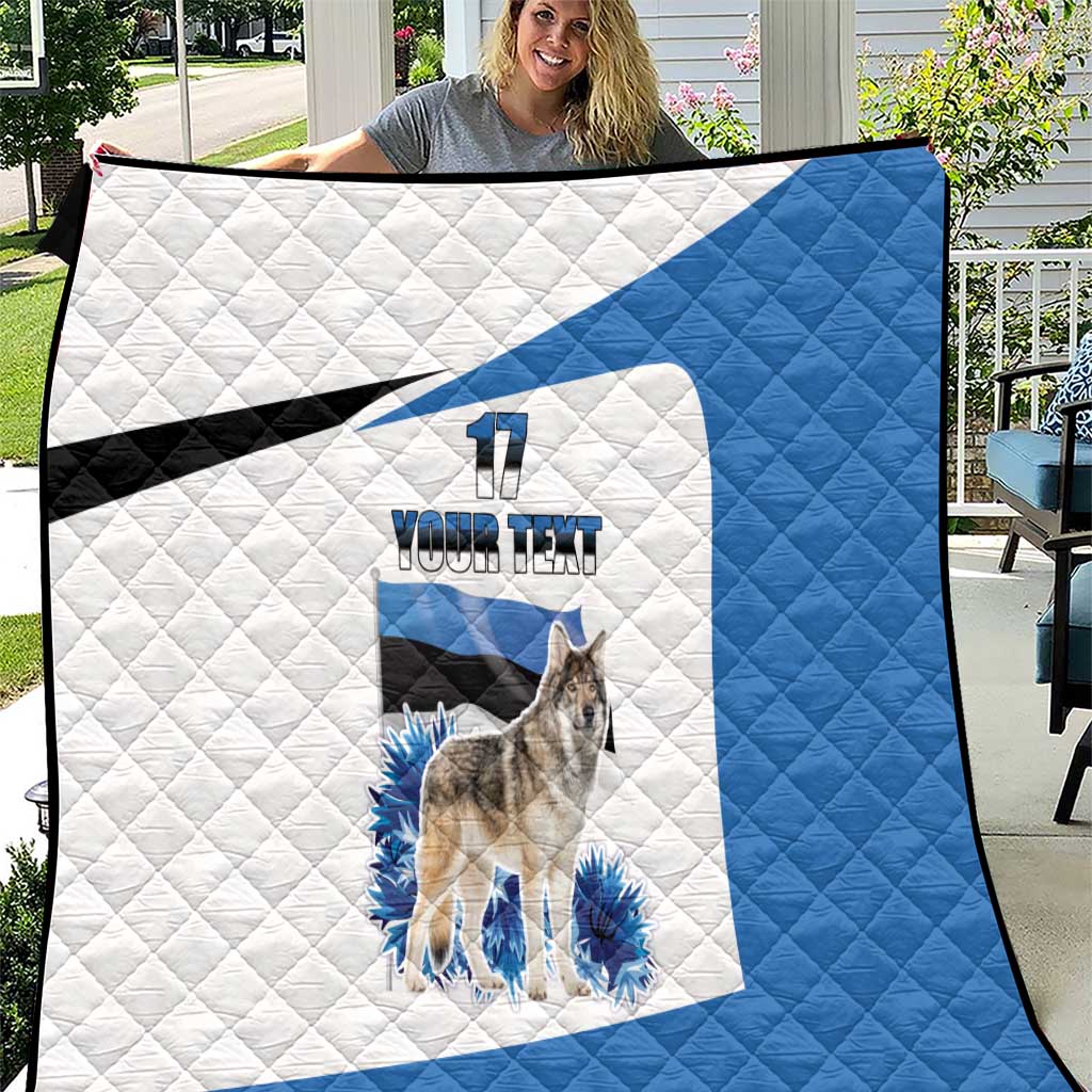 Estonia Grey Wolf and Cornflower Quilt Estonia Flag