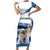 Estonia Grey Wolf and Cornflower Short Sleeve Bodycon Dress Estonia Flag