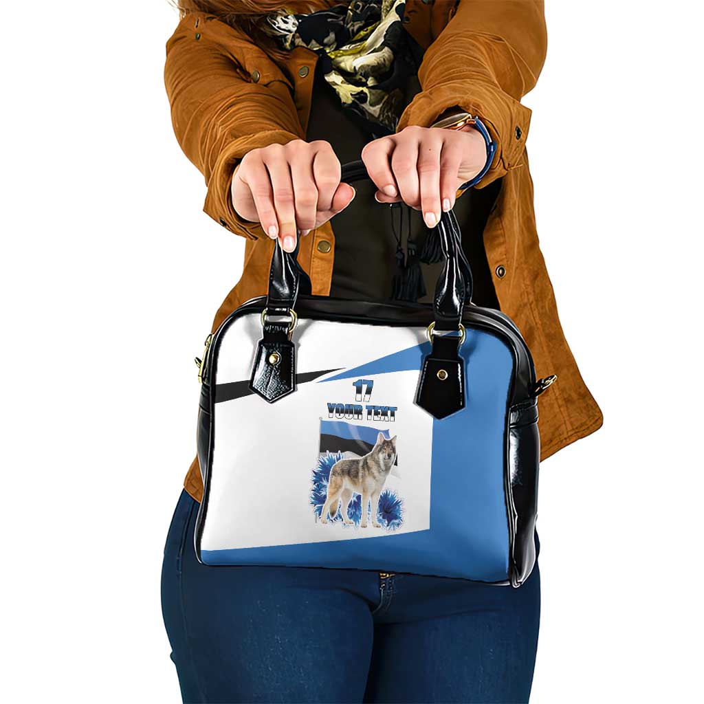 Estonia Grey Wolf and Cornflower Shoulder Handbag Estonia Flag