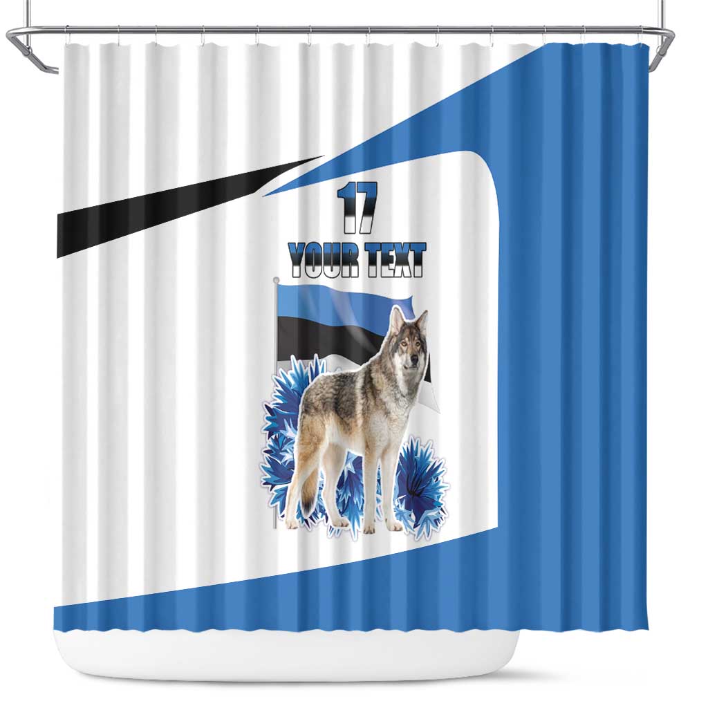 Estonia Grey Wolf and Cornflower Shower Curtain Estonia Flag