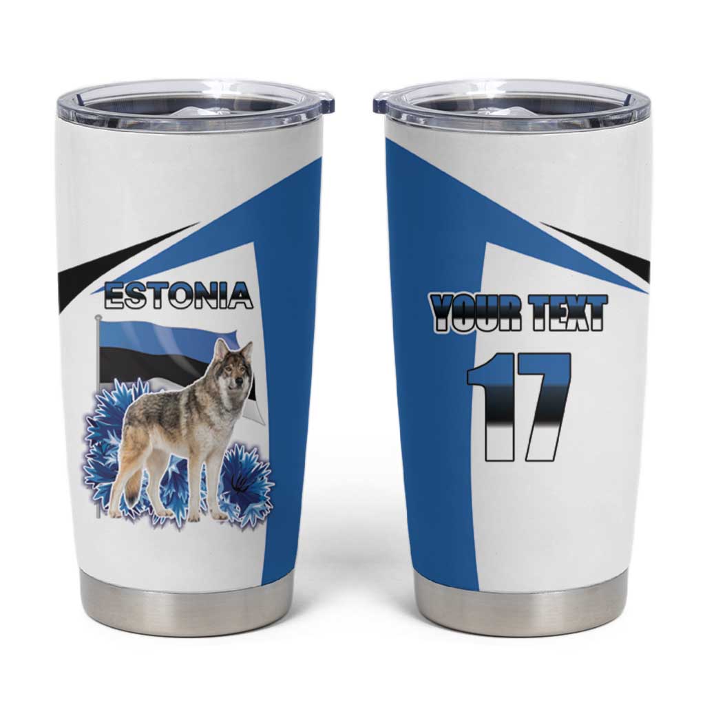 Estonia Grey Wolf and Cornflower Tumbler Cup Estonia Flag