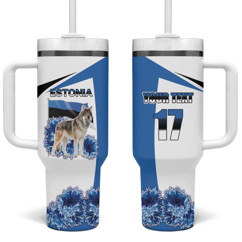 Estonia Grey Wolf and Cornflower Tumbler With Handle Estonia Flag