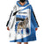 Estonia Grey Wolf and Cornflower Wearable Blanket Hoodie Estonia Flag