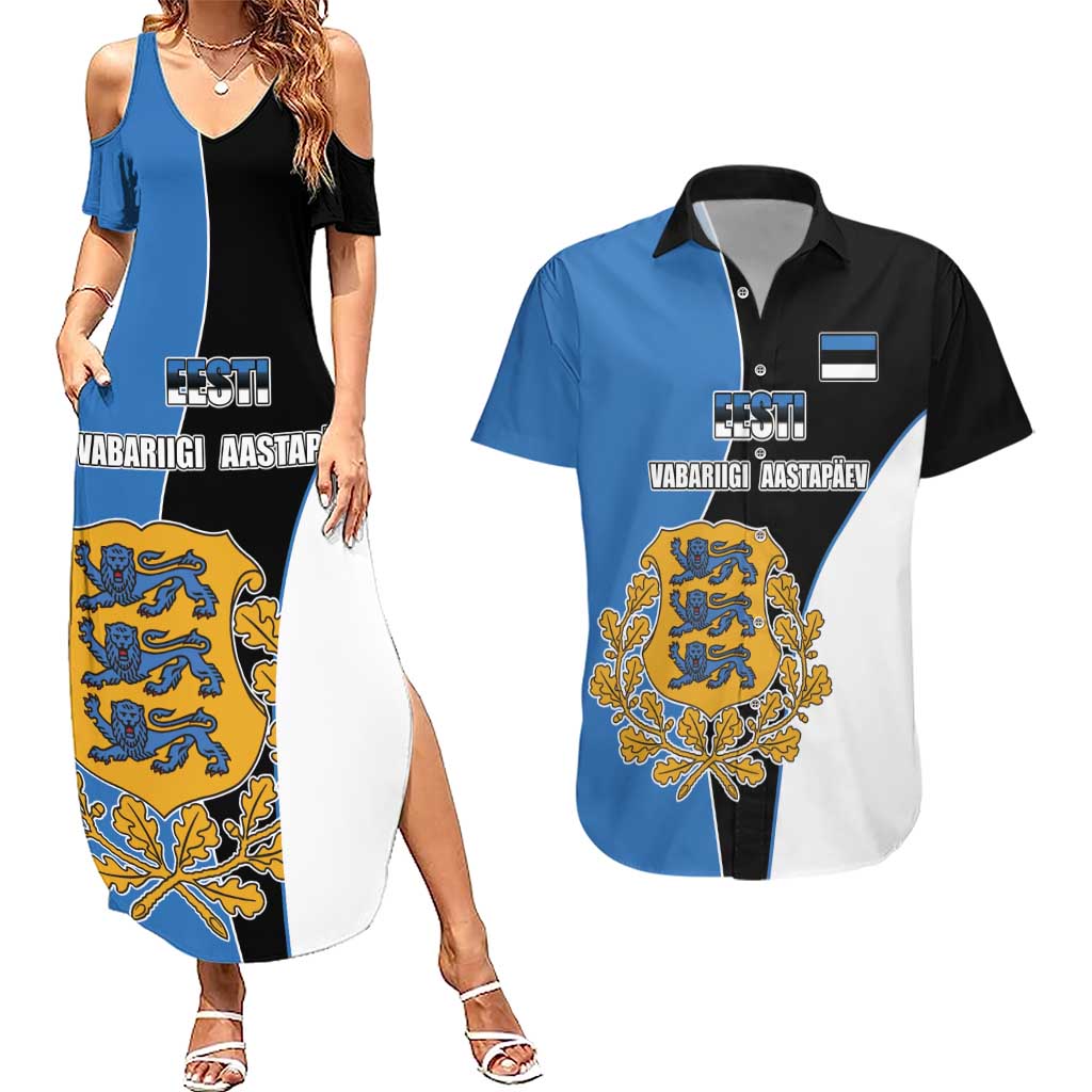 Estonia Independence day Couples Matching Summer Maxi Dress and Hawaiian Shirt Eesti Vabariigi Aastapaev